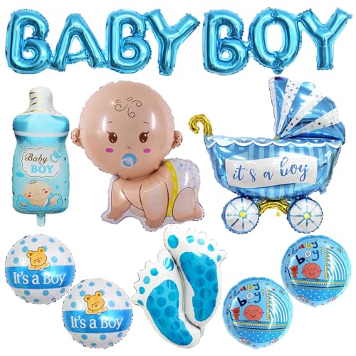 YiYou 10 Pcs Baby Boy Balloons Blue Baby Shower Balloons for Boy Its A Boy Balloon Mylar Baby Boy Letter Foil Balloon for Welcome Home Gender Reveal Party Decorations - Image 1