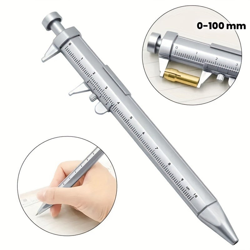 Silvery Case Black Refill 3pcs Precision Dial Caliper Pen Set 0-100mm Dual Purpose Office - Image 1