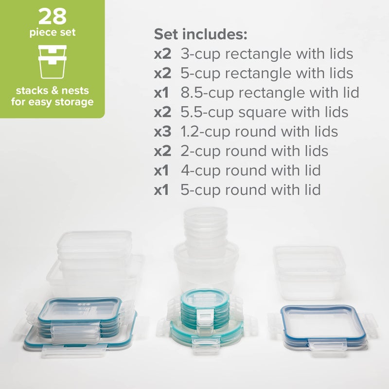 Snapware Total Solutions (14-Pack, Mixed Sizes) Plastic Food Storage Containers Set, Airtight & Leakproof Locking BPA-Free Lids, Freezer Dishwasher Microwave Safe - Image 2