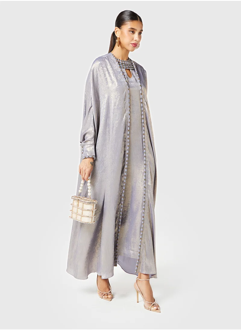 ثريدز باي اجوني Embroidered Neck Dress With Jacket