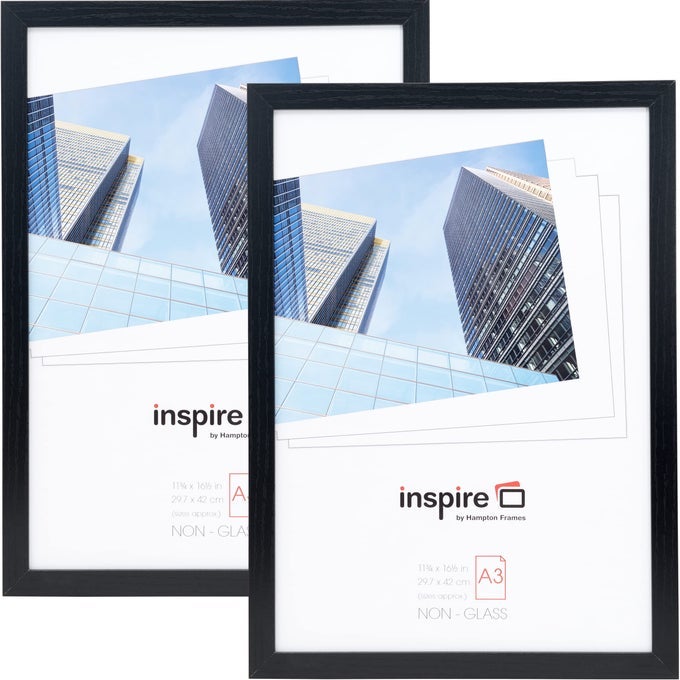 OXFORD A3 297x42cm Black Poster Frame Acrylic NonGlass Front Pack of 2