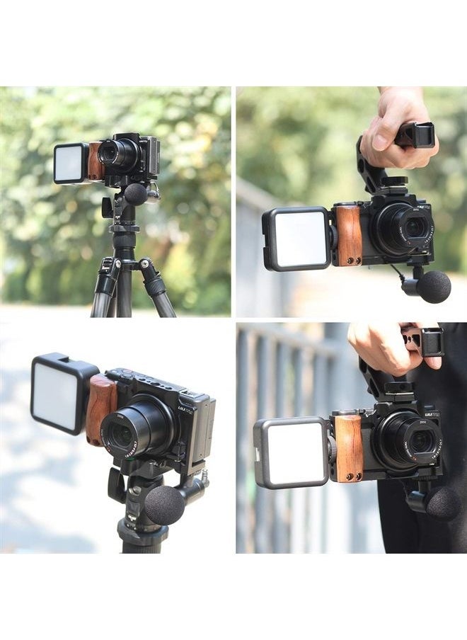 UURIG - ZV1 Camera Cage for Sony ZV-1 Camera Video Shooting Cage Rig Filming Accessories 3/8“ Arri Locating 1/4" Cold Shoe Extension for Microphone/Light w Wooden Handle Grip, Vlogger Content Creator - Image 1