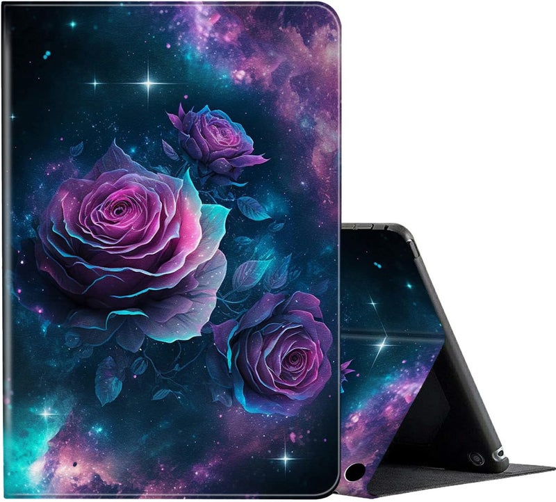 FUYOCWE for Fire HD 10 Case 2021,Fire HD 10 Plus Tablet Case (11th Generation, 2021 Release), Multi-Angle Slim Stand Smart Cover Cases for New Amazon Kindle Fire HD 10 10.1"-Purple Flowers in Galaxy - Image 1
