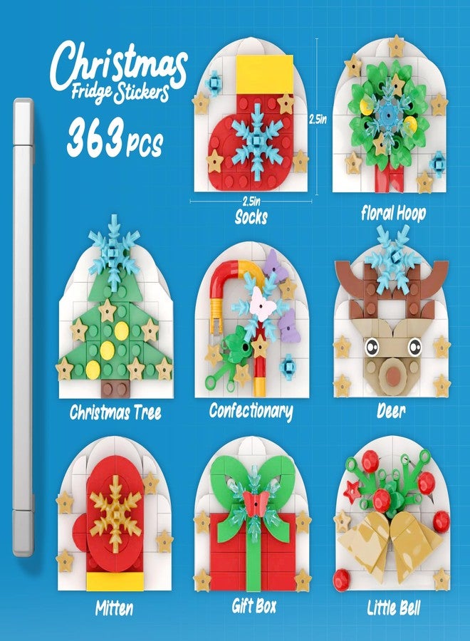 ZYLEGEN Christmas Fridge Magnets Ornaments Building Kit, Santa, Reindeer, Christmas Tree, Bell, Glove, Sock, Candy Decor Toys Gifts for Christmas Ages 6+ Boys Girls Adults Kids - Image 3