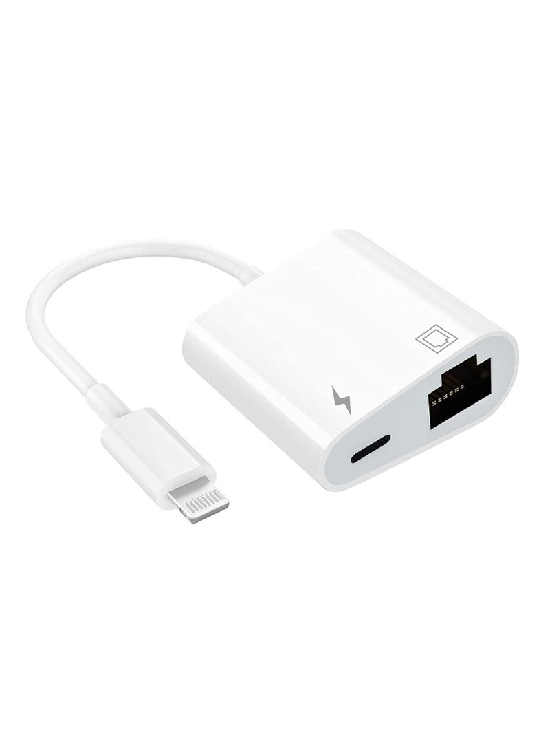 Lightning to Ethernet Adapter, 【Apple MFi Certified】 2 in 1 RJ45 LAN Network Adapter with Charge Port Compatible iPhone/iPad/iPod, Plug and Play, Supports 100Mbps - Image 1