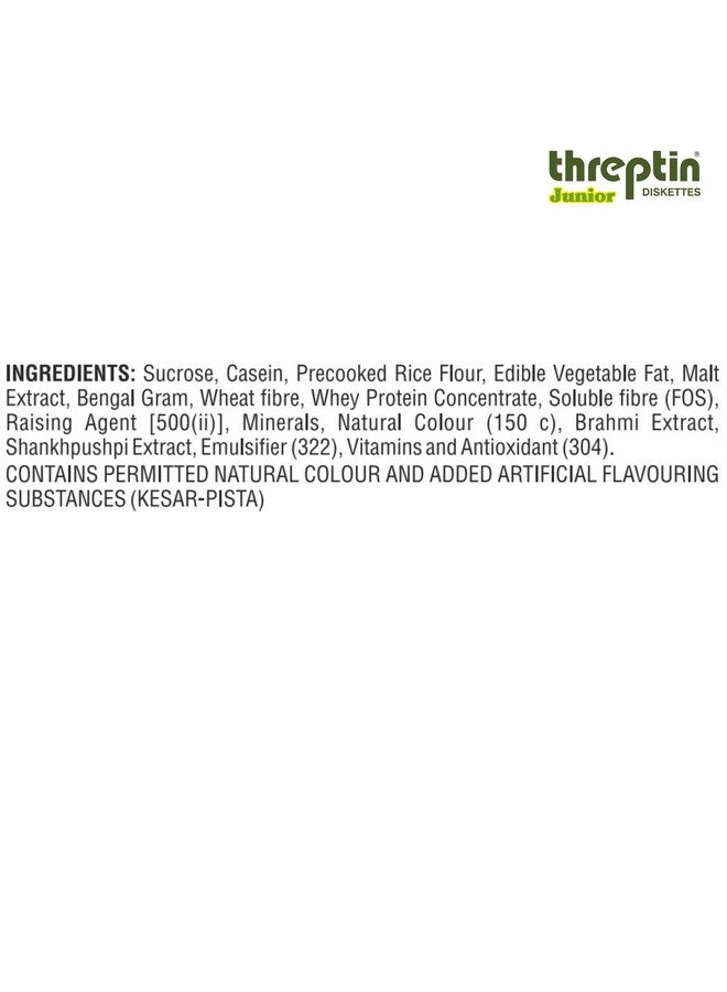 THREPTIN Junior-Protein Diskettes| Healthy Snacks For Kids - 250 Gram, Casein Protein Diskette With Calcium, Essential Vitamins, Minerals, Shankhpushpi And Brahmi-(No Maida)- Kesar Pista|100% Veg - Image 5