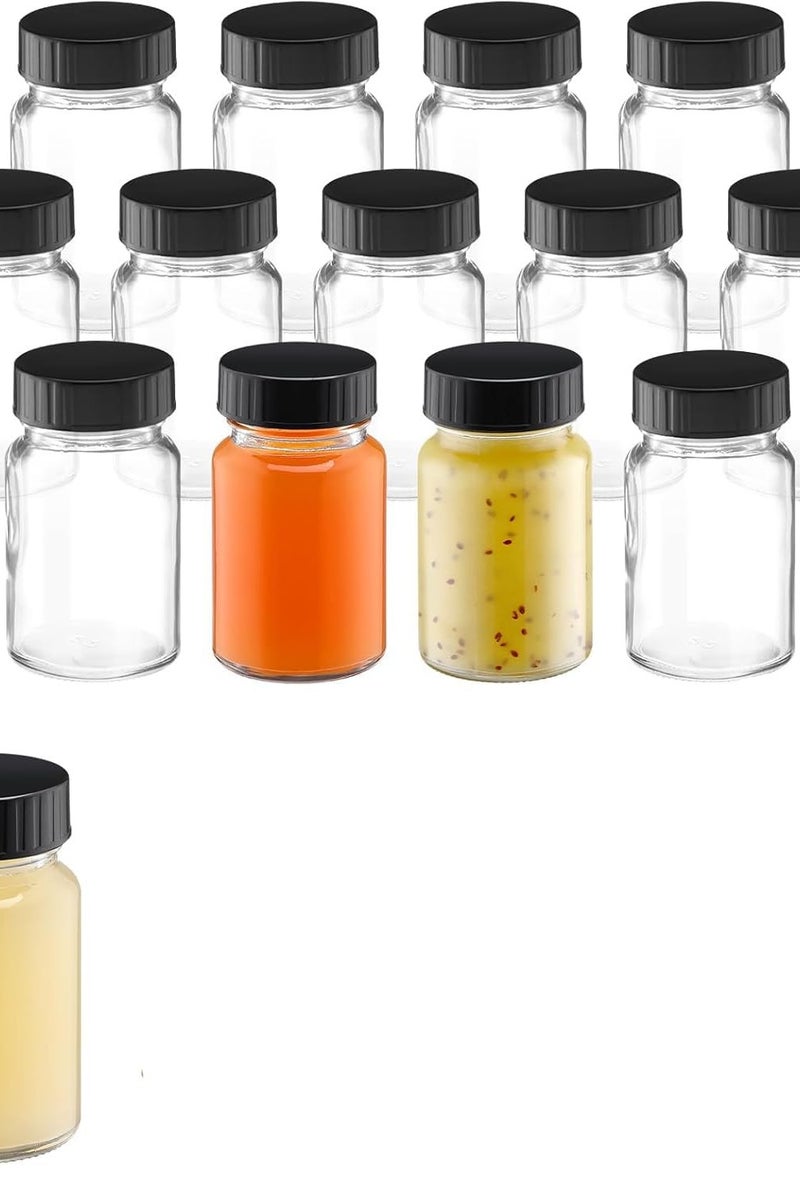 16 Pcs 2oz Glass Jars with Lids, Small Containers with Screw Caps, Clear Mini Round Bottles, Leakproof, BPA Free, Wide Mouth, Easy to Clean, for Liquids, Juicing, Ginger Shot, Sample - Image 1