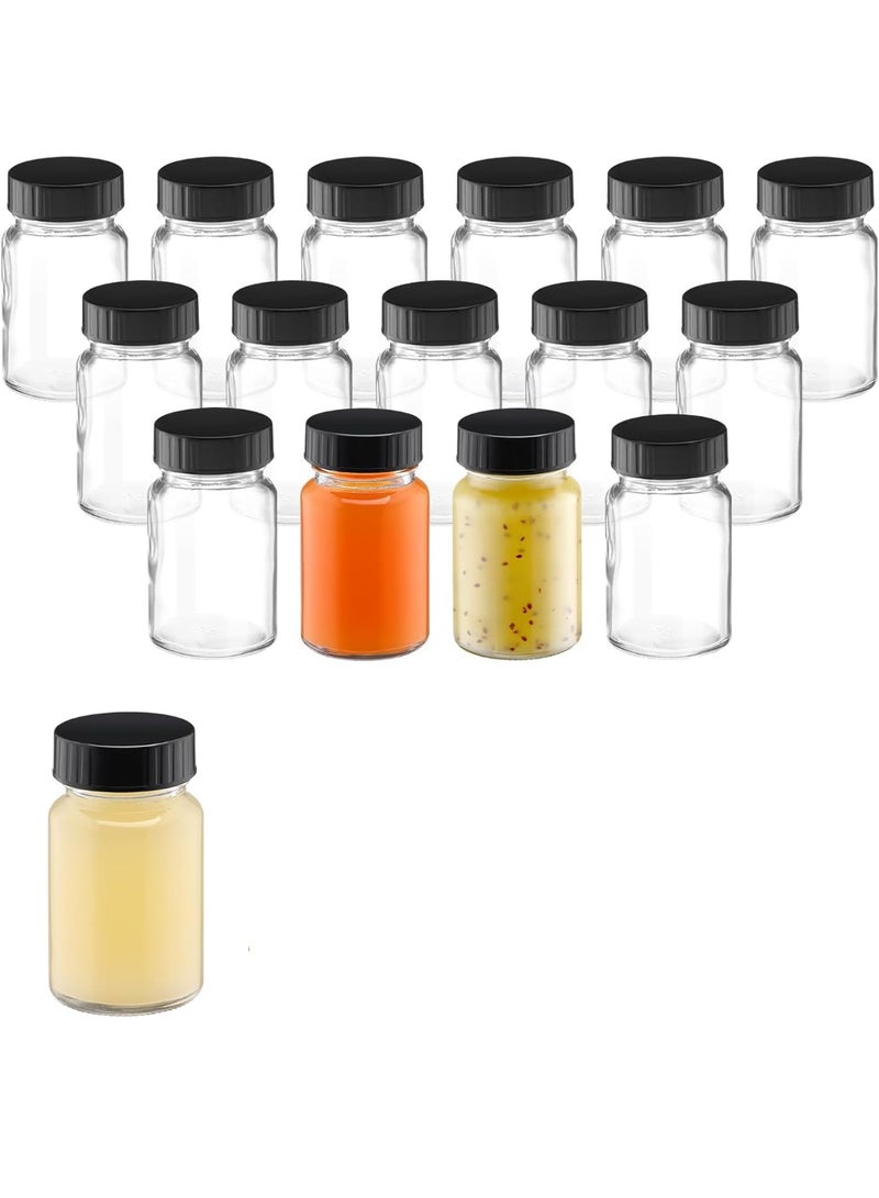 16 Pcs 2oz Glass Jars with Lids, Small Containers with Screw Caps, Clear Mini Round Bottles, Leakproof, BPA Free, Wide Mouth, Easy to Clean, for Liquids, Juicing, Ginger Shot, Sample - Image 2