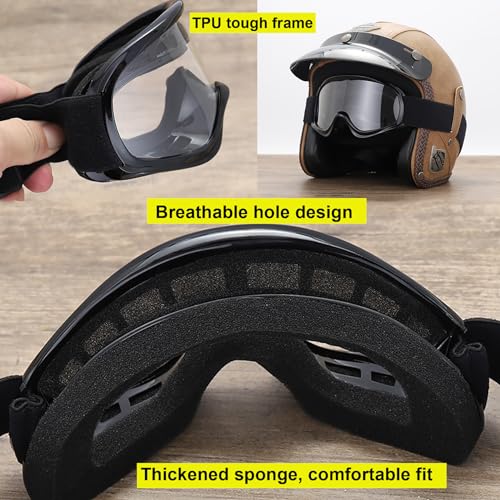 LJDJ Kids Dirt Bike Goggles ATV Motorcycle Off-Road Riding Motocross Glasses with Sun UV Protection Balaclava Full Face Cover (Black/Clear Lens) - Image 3