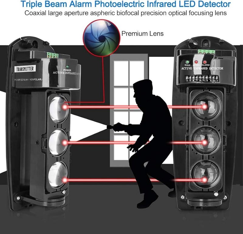 Triple Beam Infrared Alarm Detector Security Sensor Perimeter Alert System For Home Office - Image 5