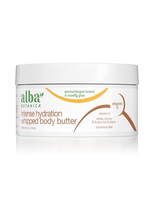 Alba Botanica Alba Botanica Intense Hydration Whipped Body Butter, with Shea, Cocoa, and Kukui Nut Butters, 6.5 Oz (Packaging May Vary) 