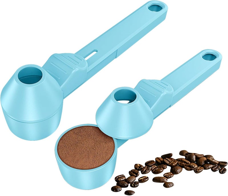 Lov Sprout Coffee Scoop & Funnel for Reusable K Cup Refillable Coffee Pods, Coffee Measuring Spoon 2 Tablespoon Capacity, Scoop with Funnel for Ground Coffee, Protein Powder, Tea (Blue, 2 Pack) - Image 1