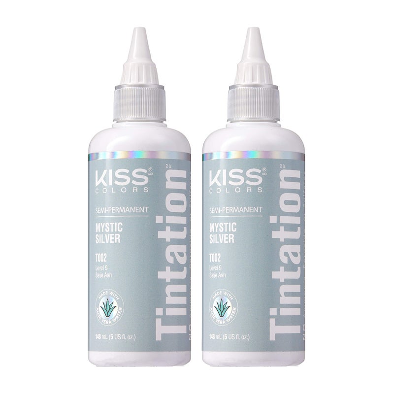 Red by Kiss Red by Kiss Tintation SemiPermanent Hair Color Aloe Vera Water Based Argan Oil Olive Oil Collagen  Keratin LongLasting Color Dye Mystic Silver 2 Pk 5 Fl Oz