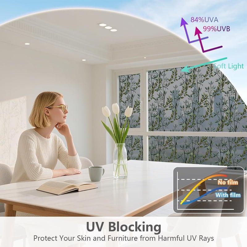 NINETREX One Way Window Privacy Film, Daytime Privacy Static Cling Sun Blocking Anti UV Reflective Window Tint for Home and Office 17.5 x 78.7 inches, Black Silver Leaf - Image 5