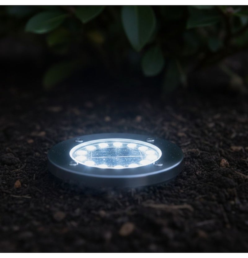 10 قطعة ضوء دافئ 16 LED شمسي من الفولاذ المقاوم للصدأ مدمج في الأرض لإضاءة الحديقة الخارجية والعشب لتزيين المناظر الطبيعية - Image 5