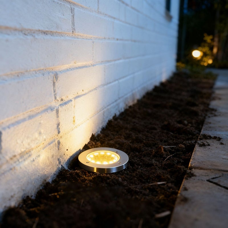 10 قطعة ضوء دافئ 16 LED شمسي من الفولاذ المقاوم للصدأ مدمج في الأرض لإضاءة الحديقة الخارجية والعشب لتزيين المناظر الطبيعية - Image 4