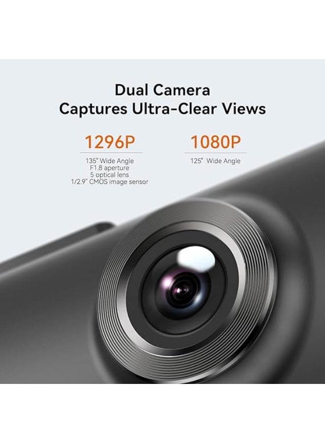 DDPAI Dash Cam for Cars, 1296P + 1080P Front and Rear Dashcam Car - Image 2