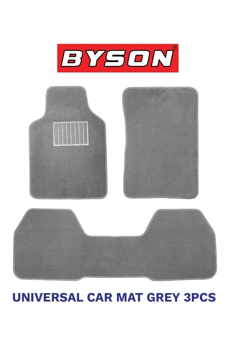 BYSON Durable Waterproof Car Floor Mats 3-Piece Set - Universal Fit Foot Mats for Sedan SUV - Soft Non Slip Heavy Duty Interior Carpet Protector - Easy to Clean Front and Rear Vehicle Mats (Grey) - Image 1