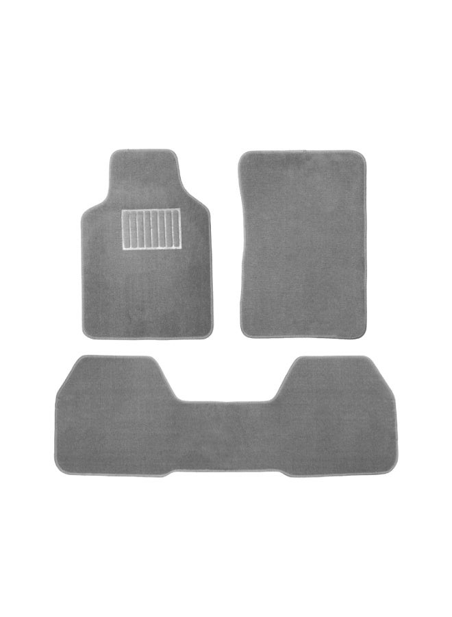 BYSON Durable Waterproof Car Floor Mats 3-Piece Set - Universal Fit Foot Mats for Sedan SUV - Soft Non Slip Heavy Duty Interior Carpet Protector - Easy to Clean Front and Rear Vehicle Mats (Grey) - Image 5