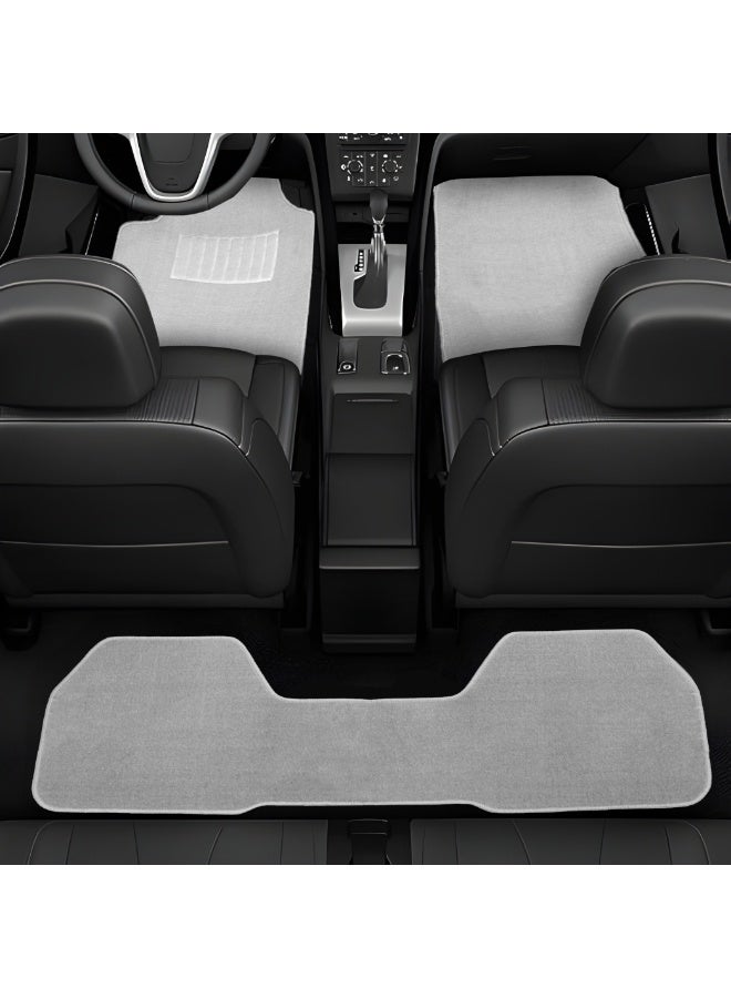 BYSON Durable Waterproof Car Floor Mats 3-Piece Set - Universal Fit Foot Mats for Sedan SUV - Soft Non Slip Heavy Duty Interior Carpet Protector - Easy to Clean Front and Rear Vehicle Mats (Grey) - Image 4