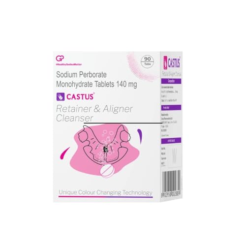 Castus Retainer & Aligners Cleanser Tablets (90 Tablets) oral care sanitizes and removes stains Ideal for all dental appliances - Aligners, Retainers and Mouthguards and CASTUS Manual Denture Brush (Pack Of 1) Easy Grip Handle (combo pack) - Image 2