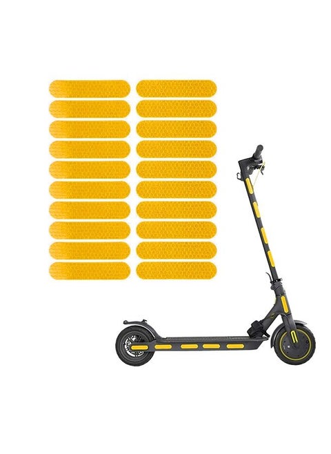 20 PCS Universal Self-Adhesive Night Reflective Stickers for Electric Scooter Waterproof Warning Strip for Scooter Decoration Accessories (Yellow)