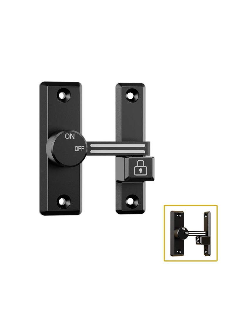 Flip Latch Lock, 90/180 Degree Left/Right-Opening Door Lock, Support No-Drill Installationfor Home, Barn, Garden Fence, Shed, Cabinet (Black+Luminous)  - Image 1