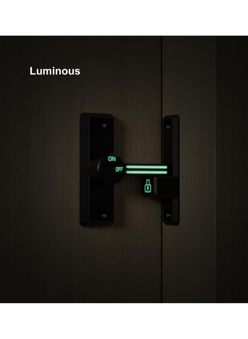Flip Latch Lock, 90/180 Degree Left/Right-Opening Door Lock, Support No-Drill Installationfor Home, Barn, Garden Fence, Shed, Cabinet (Black+Luminous)  - Image 2