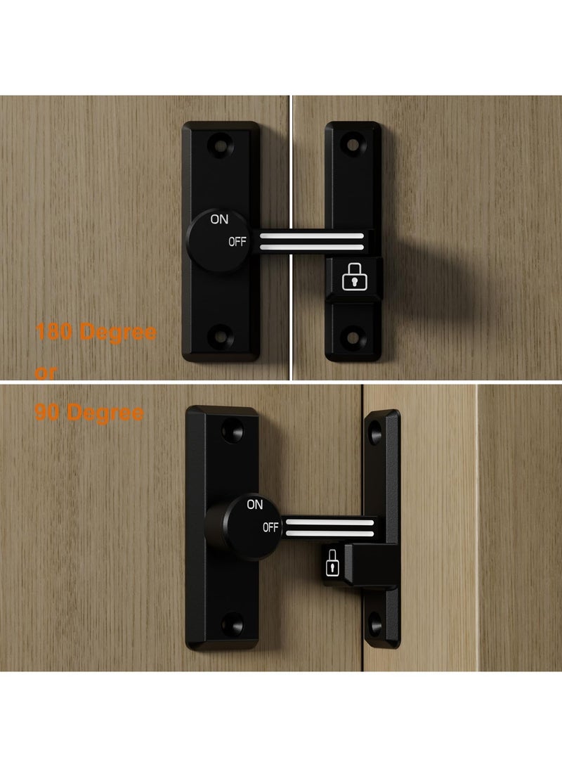 Flip Latch Lock, 90/180 Degree Left/Right-Opening Door Lock, Support No-Drill Installationfor Home, Barn, Garden Fence, Shed, Cabinet (Black+Luminous)  - Image 3