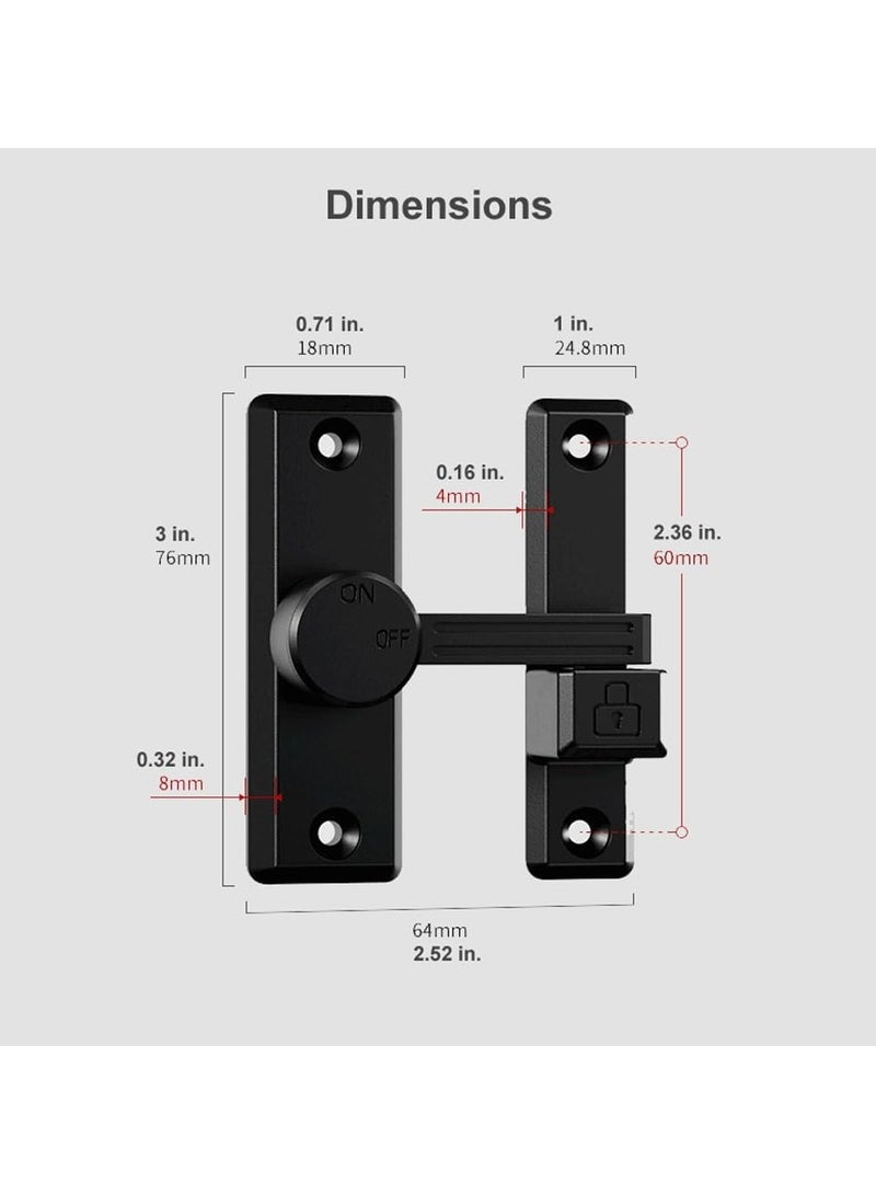Flip Latch Lock, 90/180 Degree Left/Right-Opening Door Lock, Support No-Drill Installationfor Home, Barn, Garden Fence, Shed, Cabinet (Black+Luminous)  - Image 5