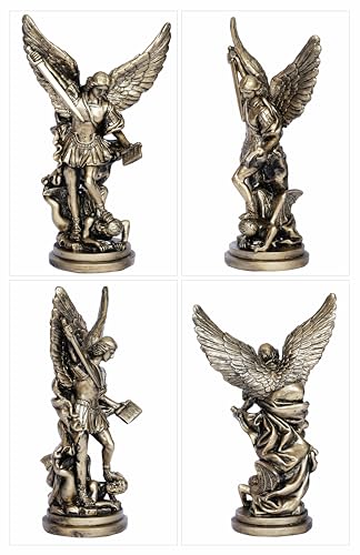 Dlfghos 12.2in St Michael Archangel Statue San Miguel Arcangel Statue Saint Michael Defeating Satan Michael Angel Statue Collection Figurines Bronze st.Archangel Sculpture - Image 4