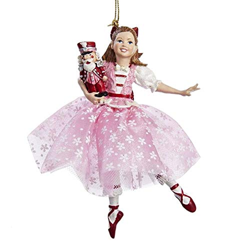 Kurt Adler The Nutcracker Suite Clara in Pink Dress Holding Nutcracker Christmas Ornament by Kurt Adler - Image 4