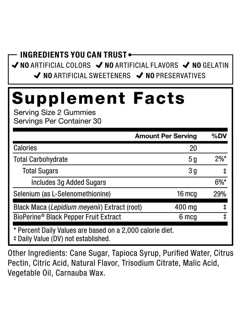 Force Factor Fundamentals Black Maca Berry Flavor 60 Gummies - Image 2