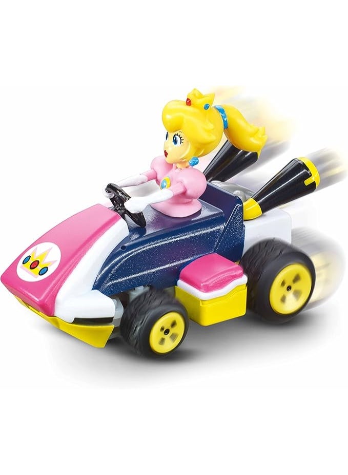Carrera RC Mario Kart Mini Peach 2.4GHz Remote Control Car – 1:50 Scale RC Kart, Rechargeable Battery, Ready-to-Run with Controller Storage - Image 1
