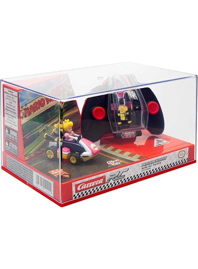 Carrera RC Mario Kart Mini Peach 2.4GHz Remote Control Car – 1:50 Scale RC Kart, Rechargeable Battery, Ready-to-Run with Controller Storage - Image 2