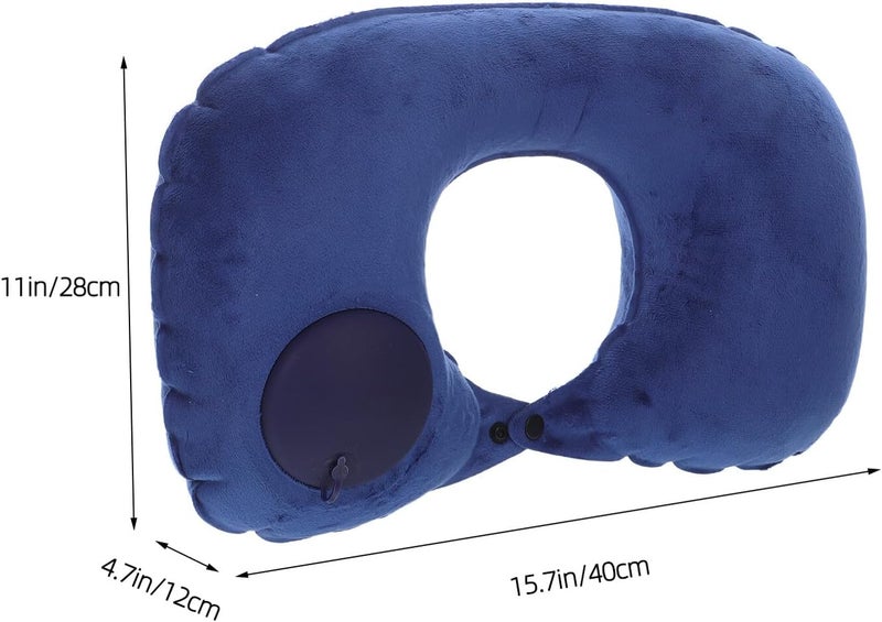 ABOOFAN Inflatable U-Shaped Travel Neck Pillow Press-Inflatable Neck Rest with Crystal Velvet Cover Compact Portable Air Pillow for Airplane Car Train Use Support for Adults - Image 2
