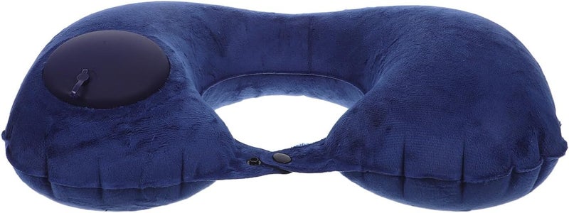 ABOOFAN Inflatable U-Shaped Travel Neck Pillow Press-Inflatable Neck Rest with Crystal Velvet Cover Compact Portable Air Pillow for Airplane Car Train Use Support for Adults - Image 1