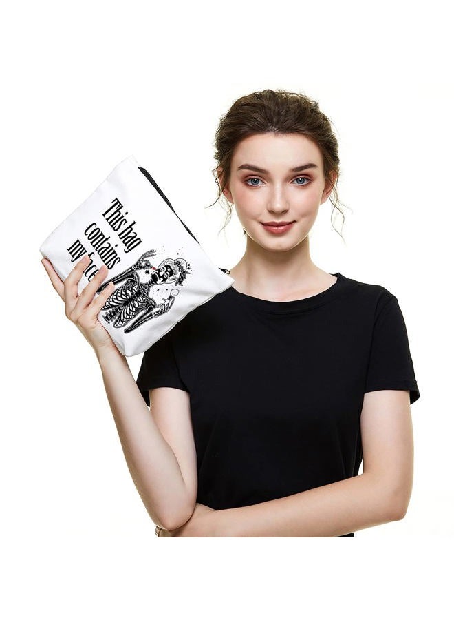 IHopes+ Funny Skeleton Makeup Bag Gift for Women Best Friends Sister | This Bag Contains My Face Makeup Zipper Pouch Bag Cosmetic Travel Accessories Bag Gifts for Birthday Christmas - Image 5