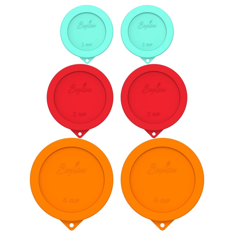 Sophico Round Silicone Storage Cover Lids Replacement for Anchor Hocking and Pyrex Glass Bowls Container not Included MIX6 PACK - Image 2