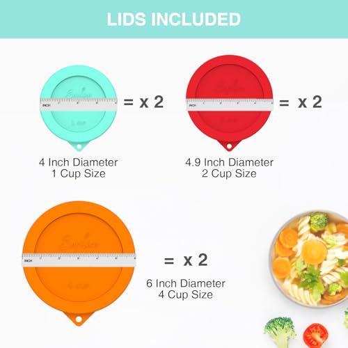Sophico Round Silicone Storage Cover Lids Replacement for Anchor Hocking and Pyrex Glass Bowls Container not Included MIX6 PACK - Image 3