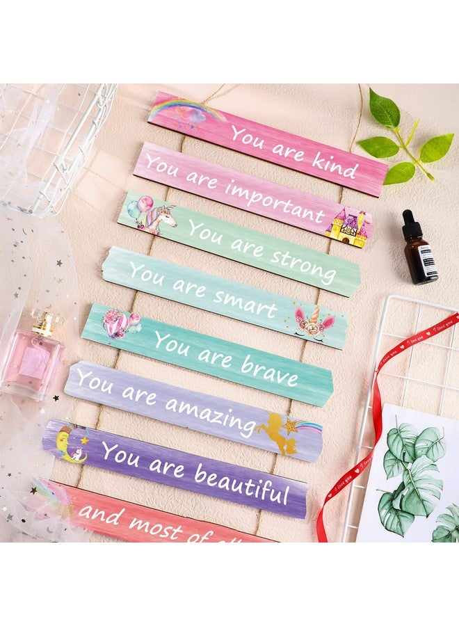 Yookeer مجموعة يوكير من 9 زينة غرف وردية للفتيات المراهقات، فن جدار وحيد القرن قوس قزح لغرفة نوم الفتيات، لافتات فن قوس قزح ملهمة لغرفة الأميرة، زينة غرفة نوم الأطفال - Image 4