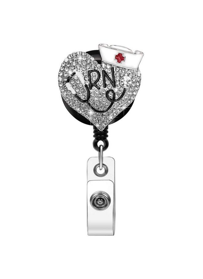 Soleebee - Nurse Badge Reel 24'' Retractable Badge Holder With Swivel Alligator Clip Bling Rhinestone Id Badge Holder For Nurse Doctor Teachers Students Stethoscope 2 Badge Holder (White) - Image 1