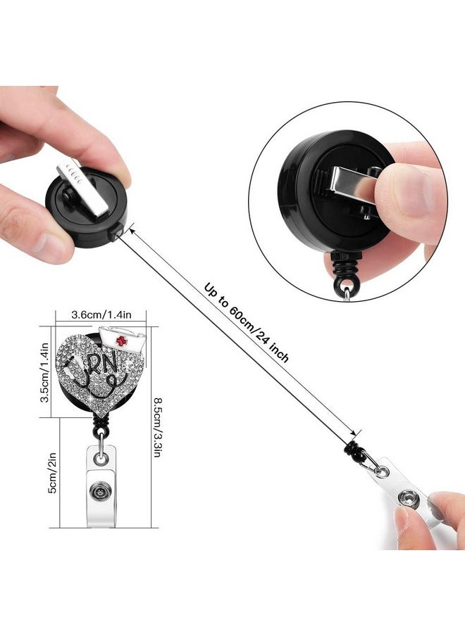 Soleebee - Nurse Badge Reel 24'' Retractable Badge Holder With Swivel Alligator Clip Bling Rhinestone Id Badge Holder For Nurse Doctor Teachers Students Stethoscope 2 Badge Holder (White) - Image 1