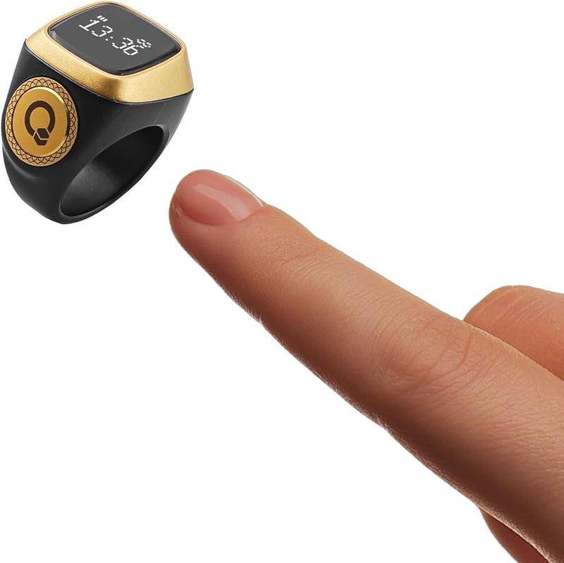 Smart Ring With Display Waterproof Digital Tasbih Counter Vibration Prayer Time Reminder 18mm Black - Image 5
