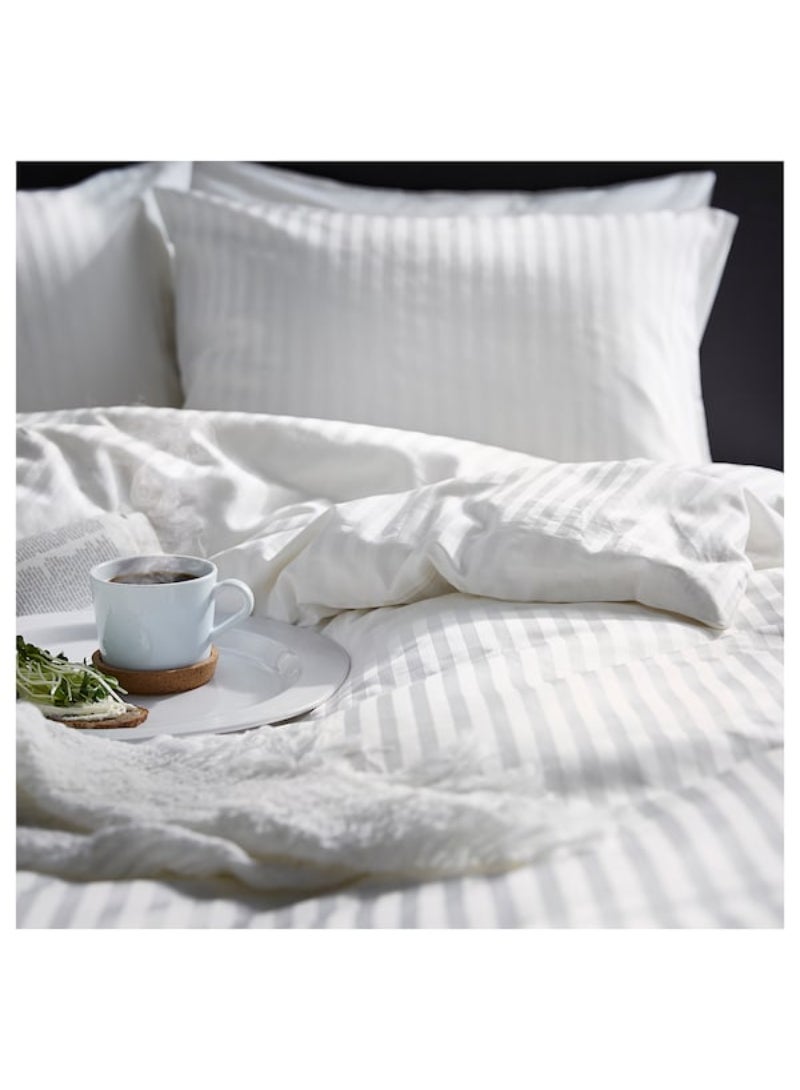 IKEA FRAKTA غطاء لحاف و 2 غطاء وسادة - أبيض - 240x220/50x80 سم - Image 3