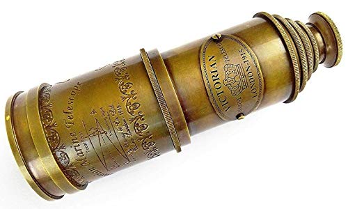 Generic Crafts Unique Vintage Brass Telescope Antique 20 Inch Hand Extending Naval Victorian Pirate Telescope with Beautiful Polished Hardwood Box Brown - Image 2