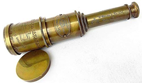 Generic Crafts Unique Vintage Brass Telescope Antique 20 Inch Hand Extending Naval Victorian Pirate Telescope with Beautiful Polished Hardwood Box Brown - Image 1
