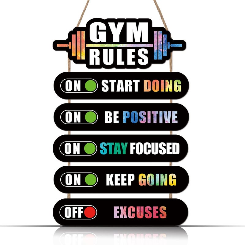 KAIRNE Home Gym Rules DecorWorkout Motivational Quote Wooden PlaqueExercise PostersFitness Room Door Sign for Man CaveBar PubGarage Gym Sign Hanging Outdoor Wooden Plaque12X23x512x47x1 inch