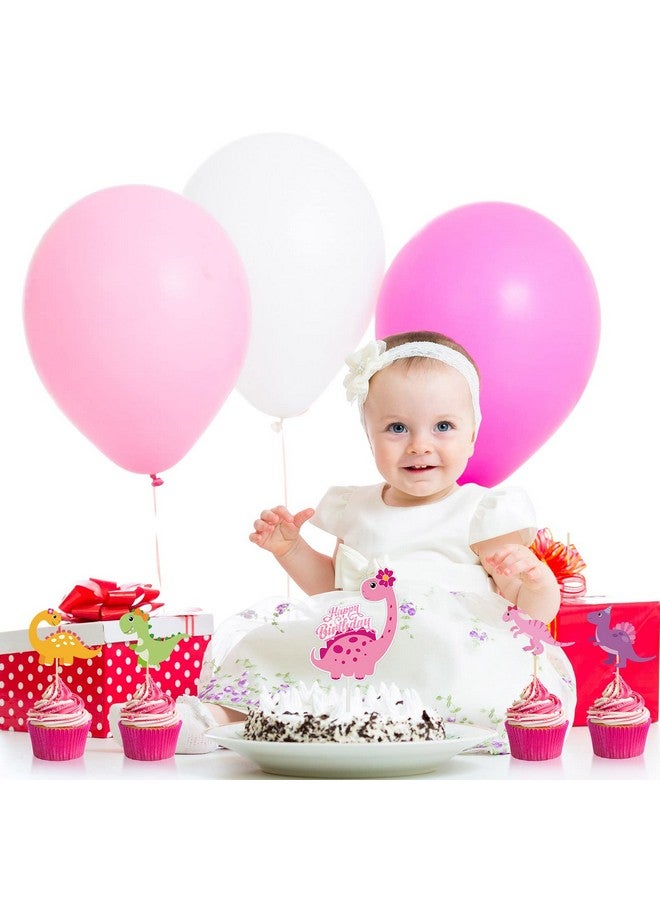 Containlol 37 Pieces Pink Dinosaur Cake Toppers for Girls Dinosaur Cupcake Toppers Girls Birthday Party Decorations Colorful Cake Decorations for Kids Birthday Girl Baby Shower Party Supplies - Image 5