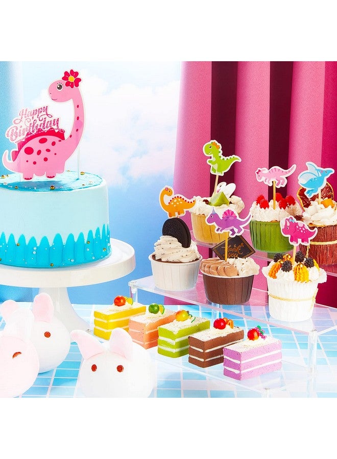 Containlol 37 Pieces Pink Dinosaur Cake Toppers for Girls Dinosaur Cupcake Toppers Girls Birthday Party Decorations Colorful Cake Decorations for Kids Birthday Girl Baby Shower Party Supplies - Image 3